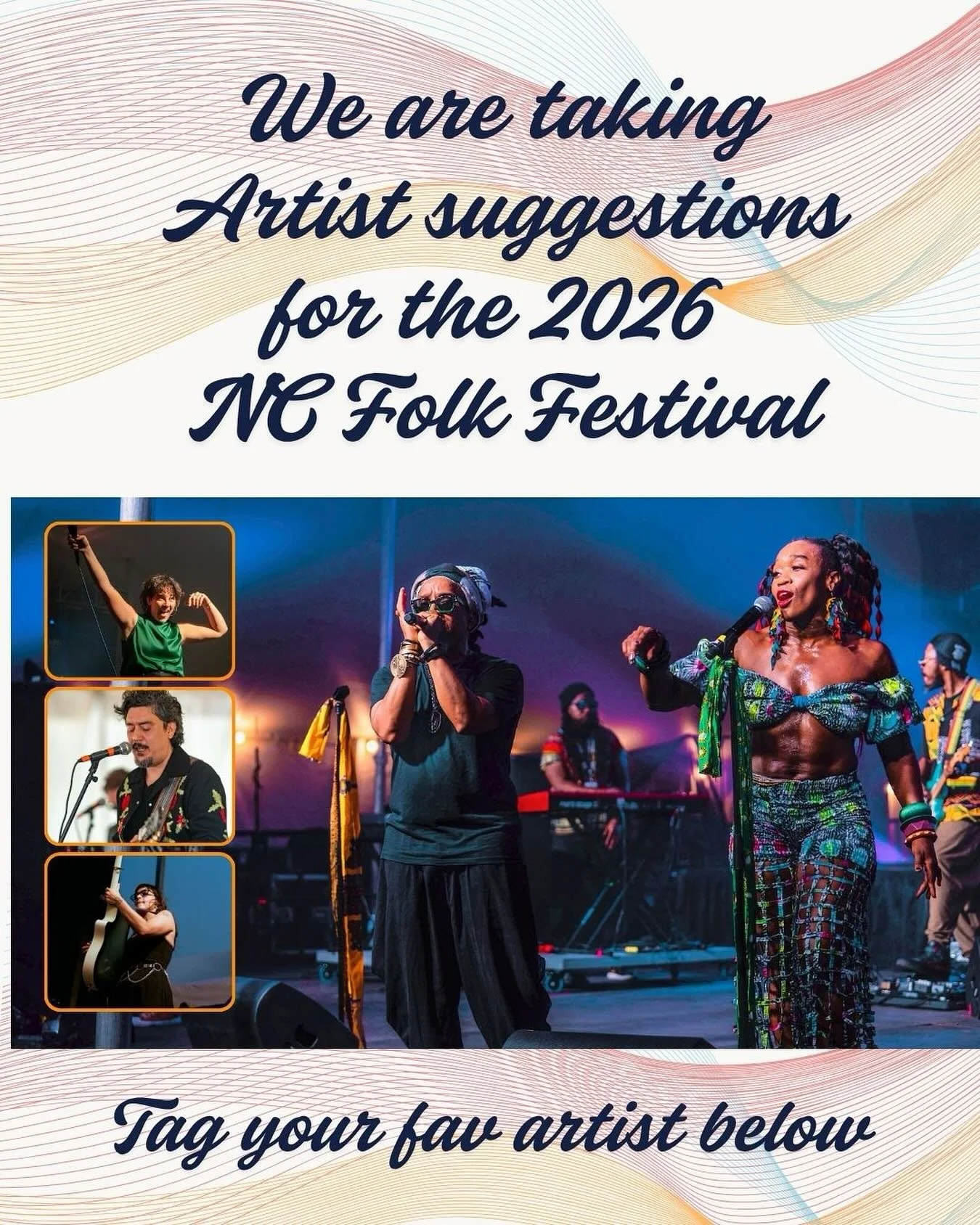 The stages may be quiet now&hellip; but we&rsquo;re already dreaming up next year&rsquo;s soundtrack! 

As we plan for the 2026 North Carolina Folk Festival, we want to hear from you, Folk Fam!
Who do you want to see take the stage next September in 