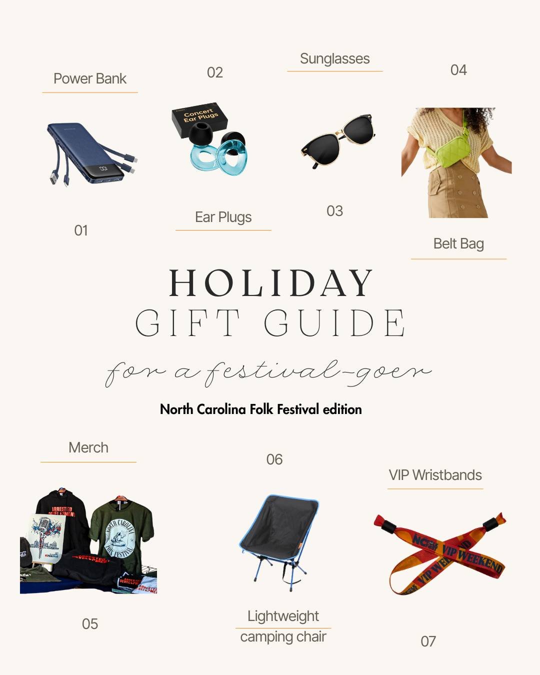 Need a last minute gift for someone who plans their year around live music, dancing in the street, and discovering their next favorite band? You&rsquo;ve come to the right place. This is the North Carolina&ndash;approved survival kit for Folk Fest se