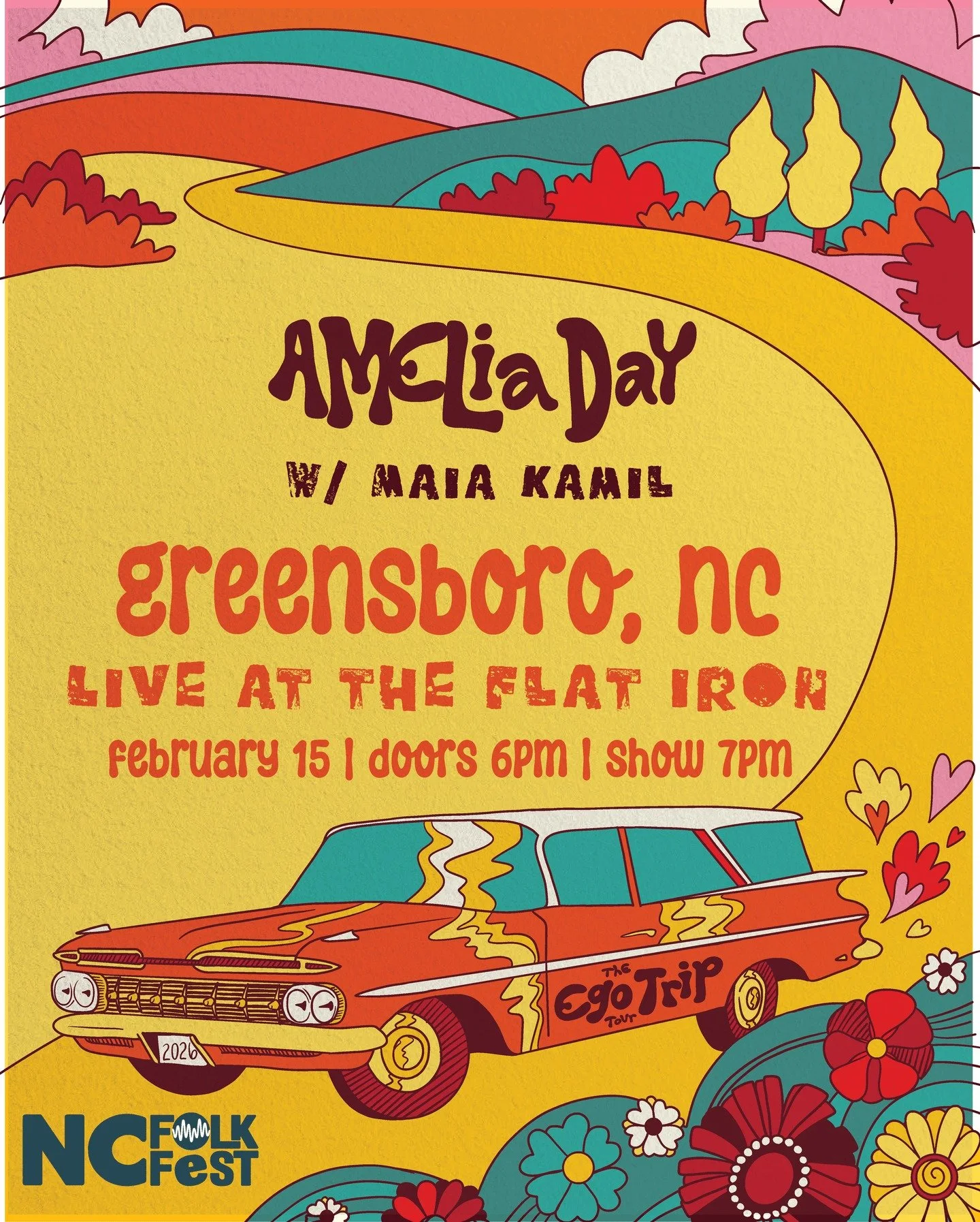 We love seeing our #NCFFAlum out there doin' the dang thing. Join @ameliadaymusic and @maiakmusic at @Flatirongso on Sunday, February 15.