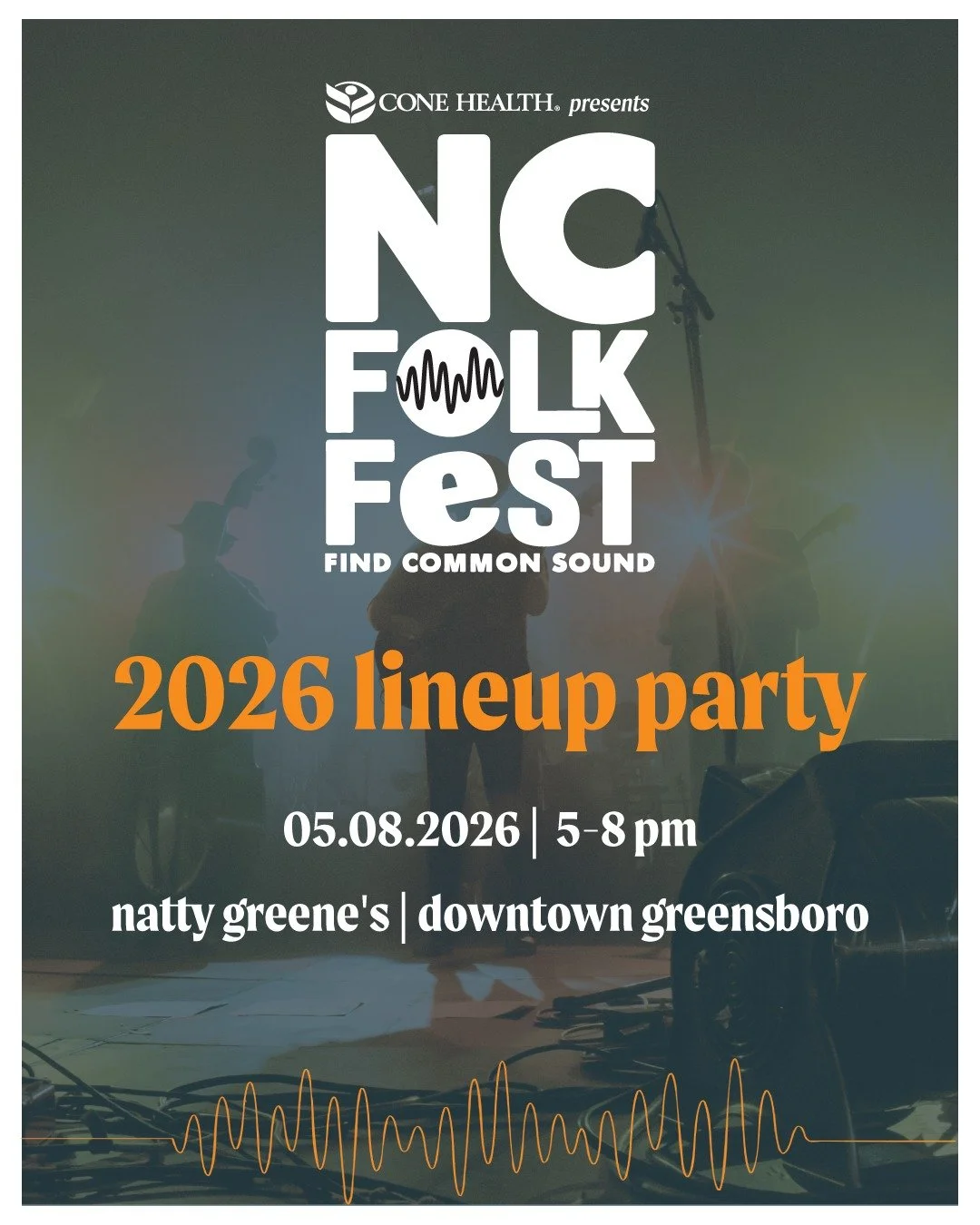 The lineup is locked in and we are counting down.

Tune in on May 7 for the official NC Folk Fest 2026 lineup announcement, then meet us at the lineup party on May 8 from 5 to 8 pm at Natty Greene&rsquo;s in downtown Greensboro to celebrate what&rsqu