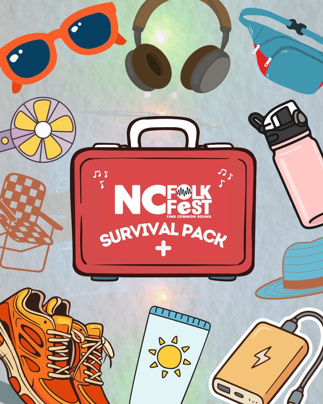 Presenting the NC Folk Fest Survival Pack: 
Built for the music. Prepared for the madness. 😎🎶