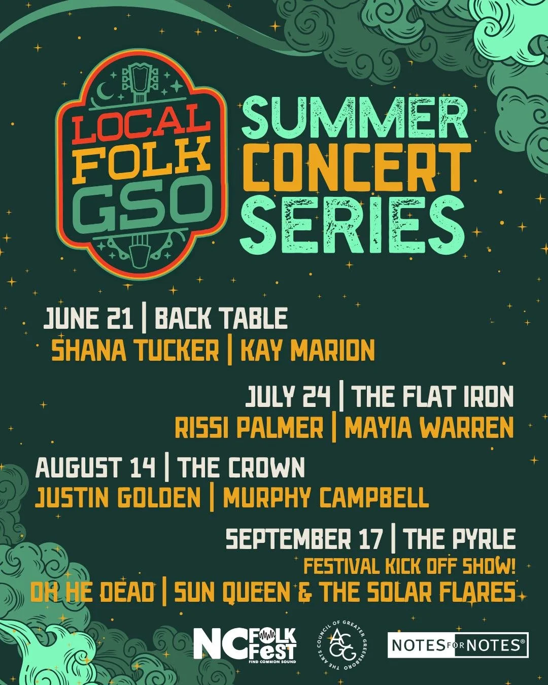 The next wave of folk starts here.

This summer, we&rsquo;re highlighting LOCAL emerging artists who are shaping what folk music looks and sounds like right now. Four concerts. Four distinct sounds. 

Presented in partnership with The Arts Council of