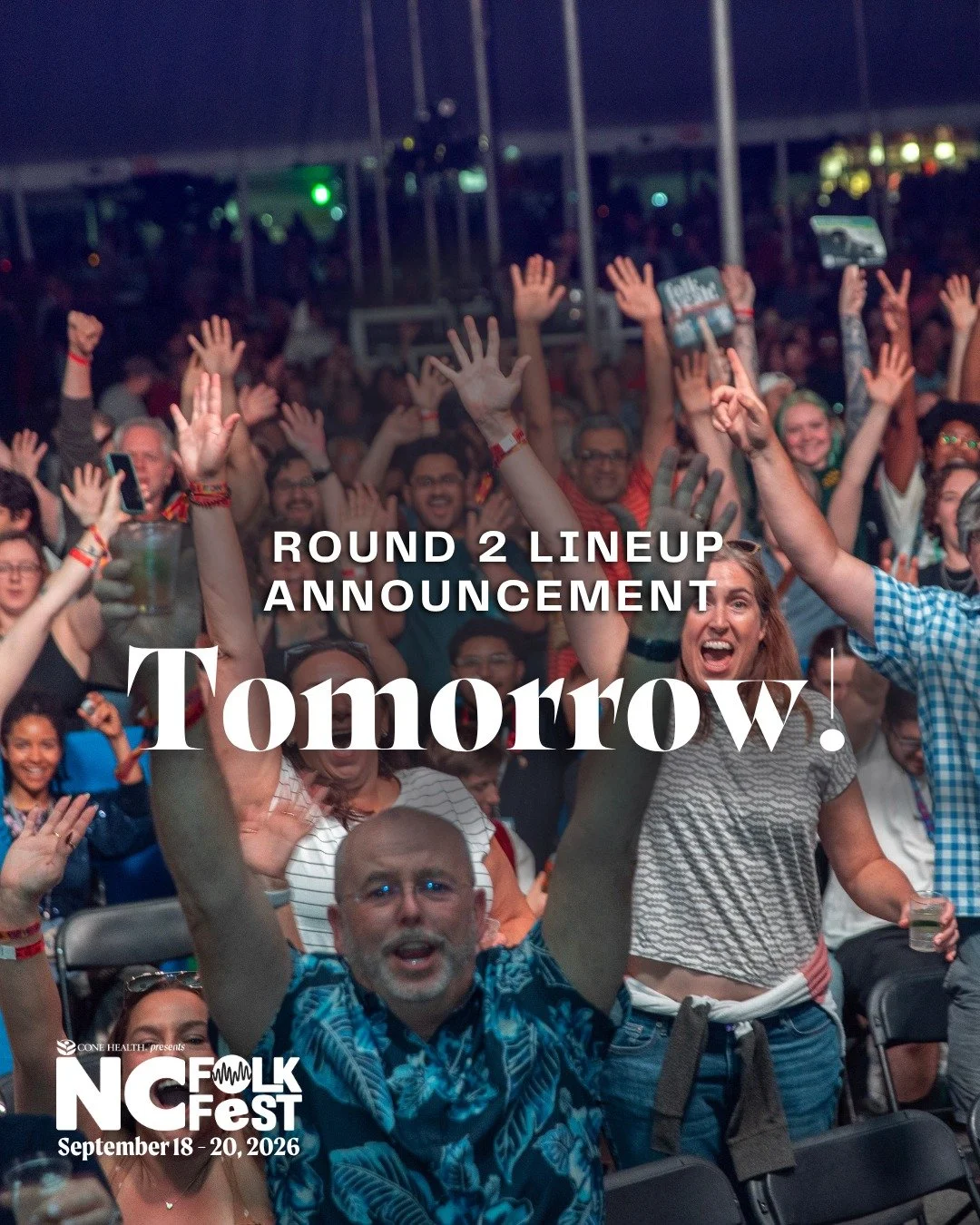 We can't contain the excitement! The last remaining artists for the 2026 NC Folk Festival will be announced tomorrow at 8am!