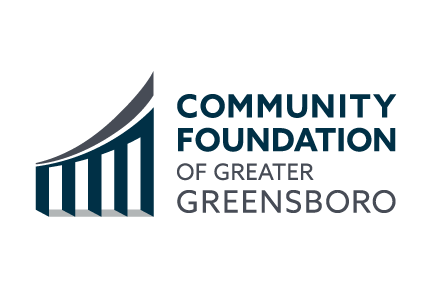 Logo of the Community Foundation of Greater Greensboro with a stylized upward graph and text.