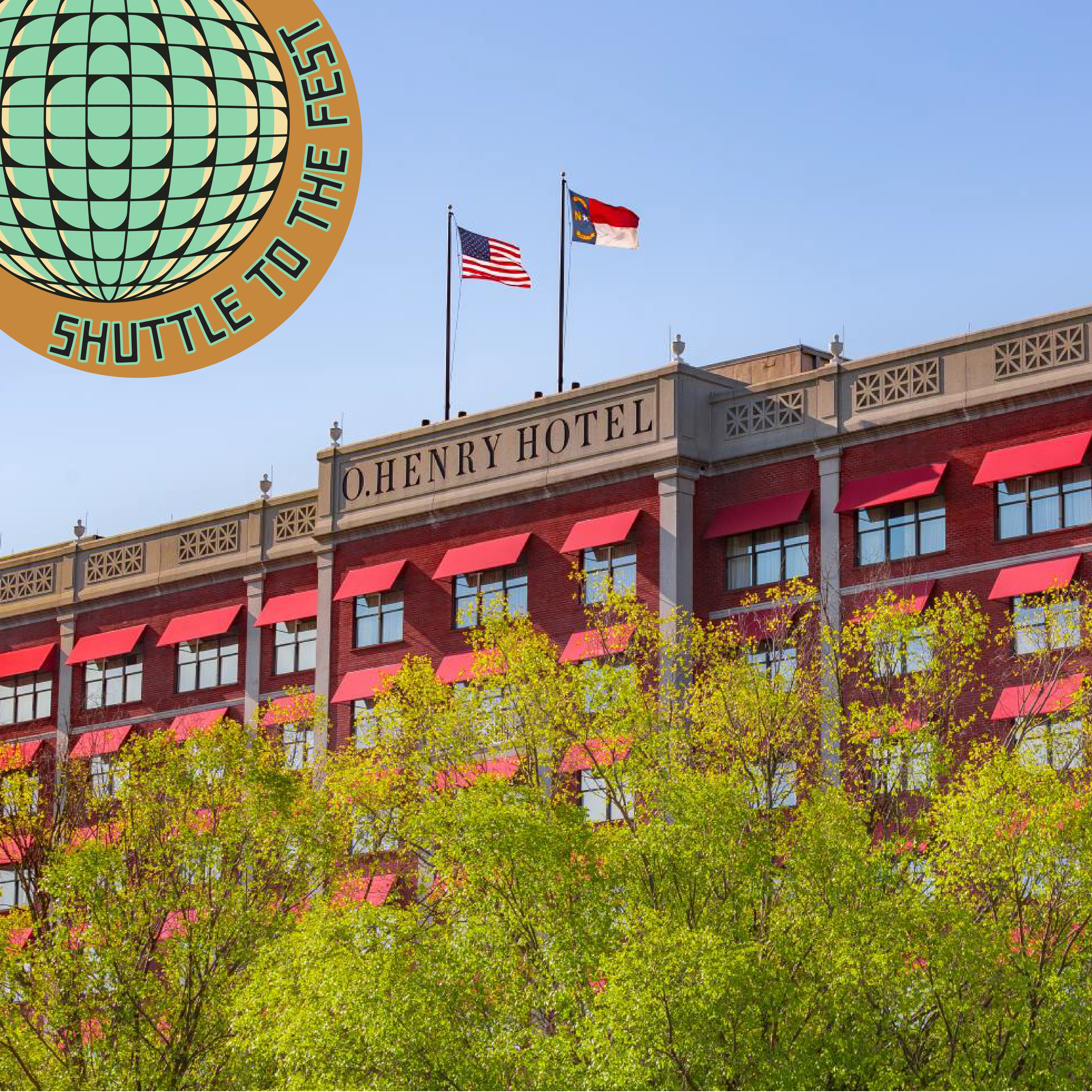 an exterior image of the O.Henry Hotel in Greensboro, NC