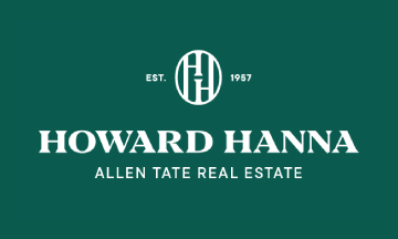 Howard Hanna Allen Tate Real Estate logo with green background, white text, and circular emblem.