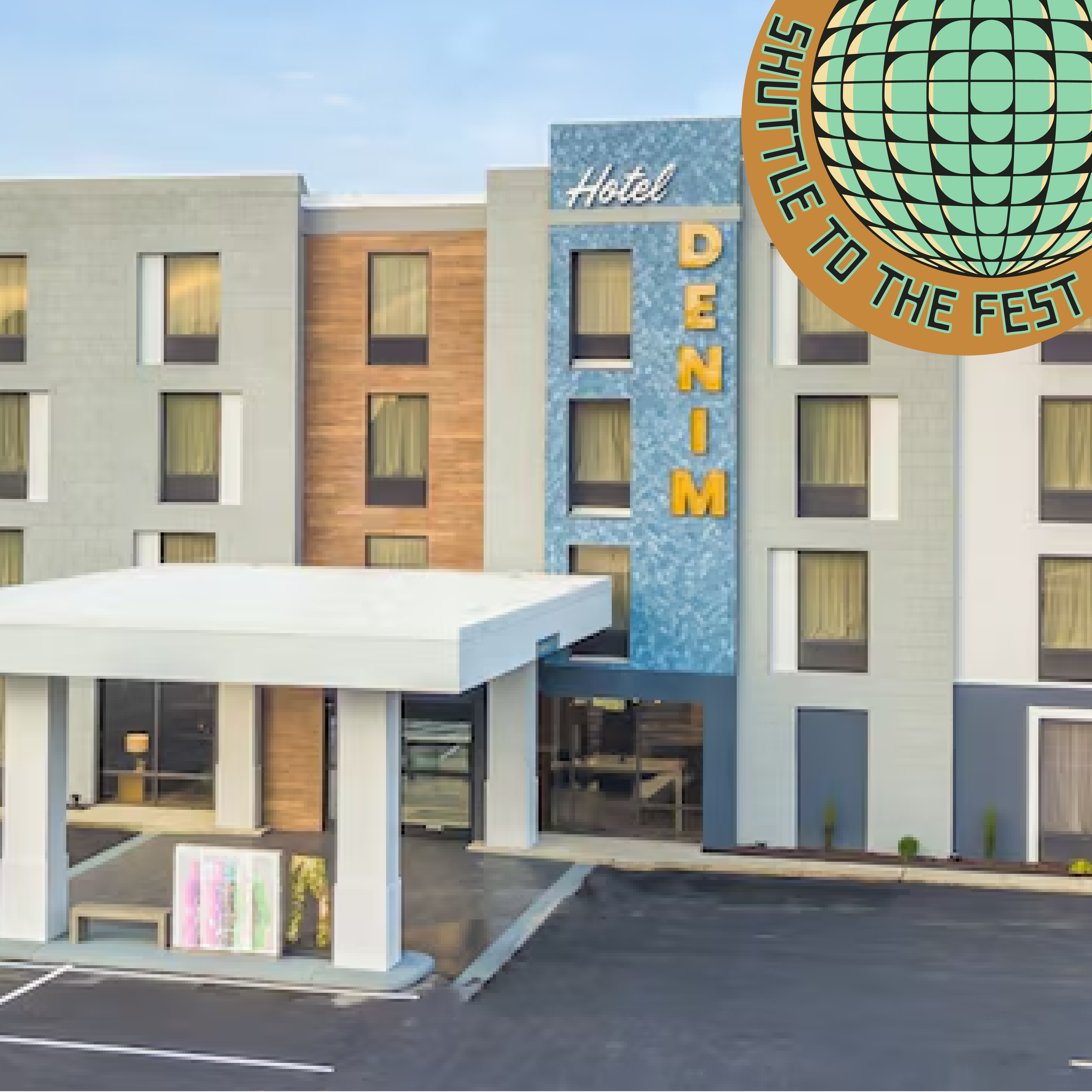 An exterior photo of the Hotel Denim in Greensboro, NC