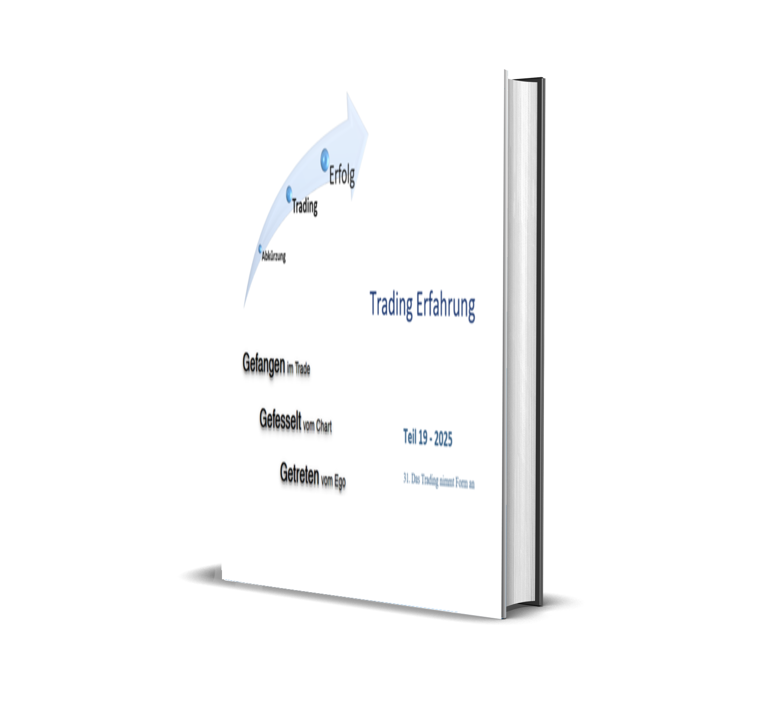 Buchcover mit Titel 'Trading Erfahrung', Inhaltsangabe über Trading-Erfolg, Fortschritte, Gefangenschaft, Gefesselung und Getrenntsein, Teil 19 - 2025.