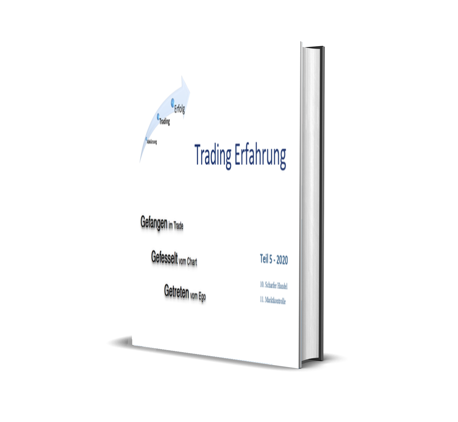 Buchcover mit Titel "Trading Erfahrung", Untertitel, und einer grafischen Darstellung eines Aufwärts-Expansionspfads mit den Begriffen "Gefangen", "Gefesselt", und "Getreten".