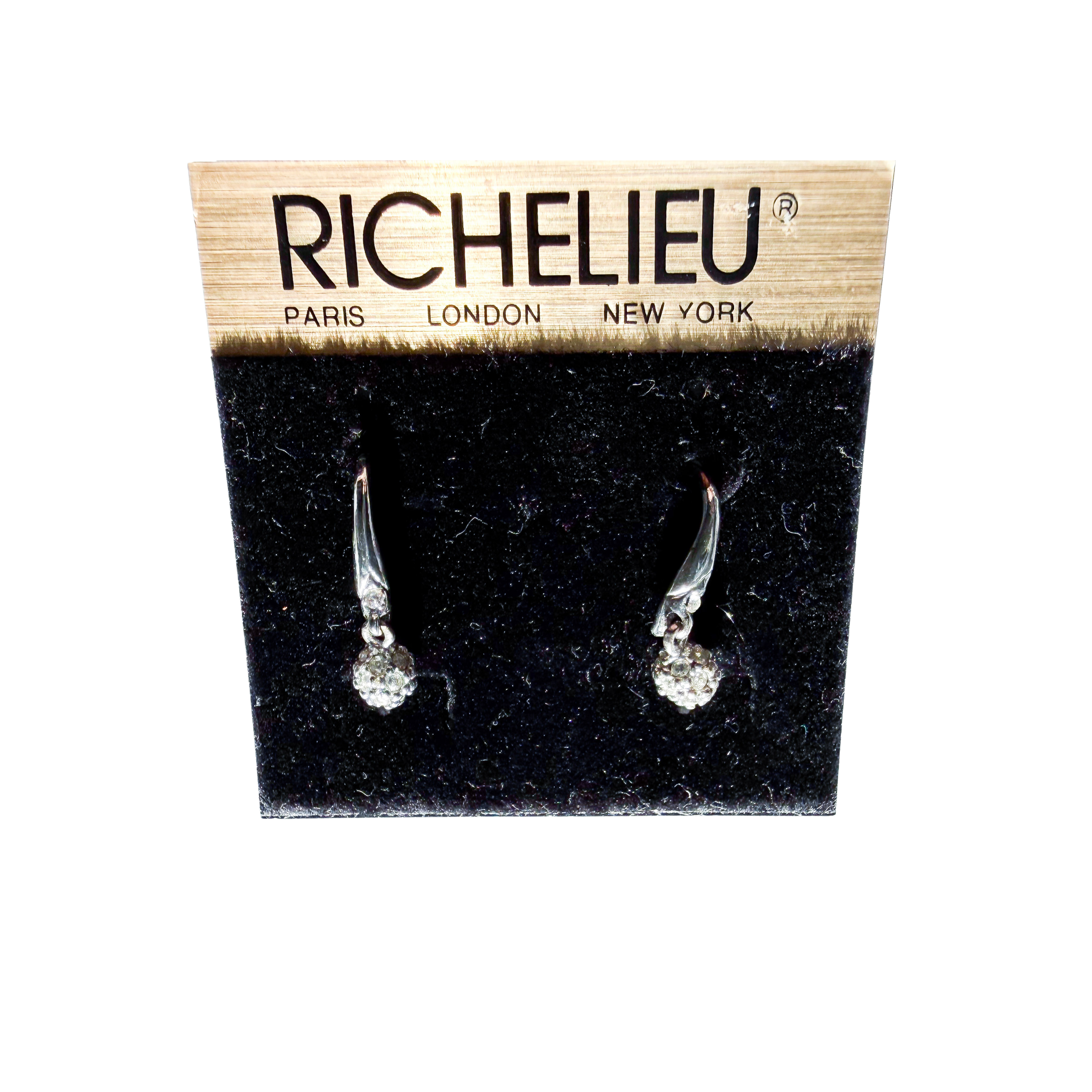 Vintage Richelieu Silver-Tone Pavé Crystal Ball Drop Earrings