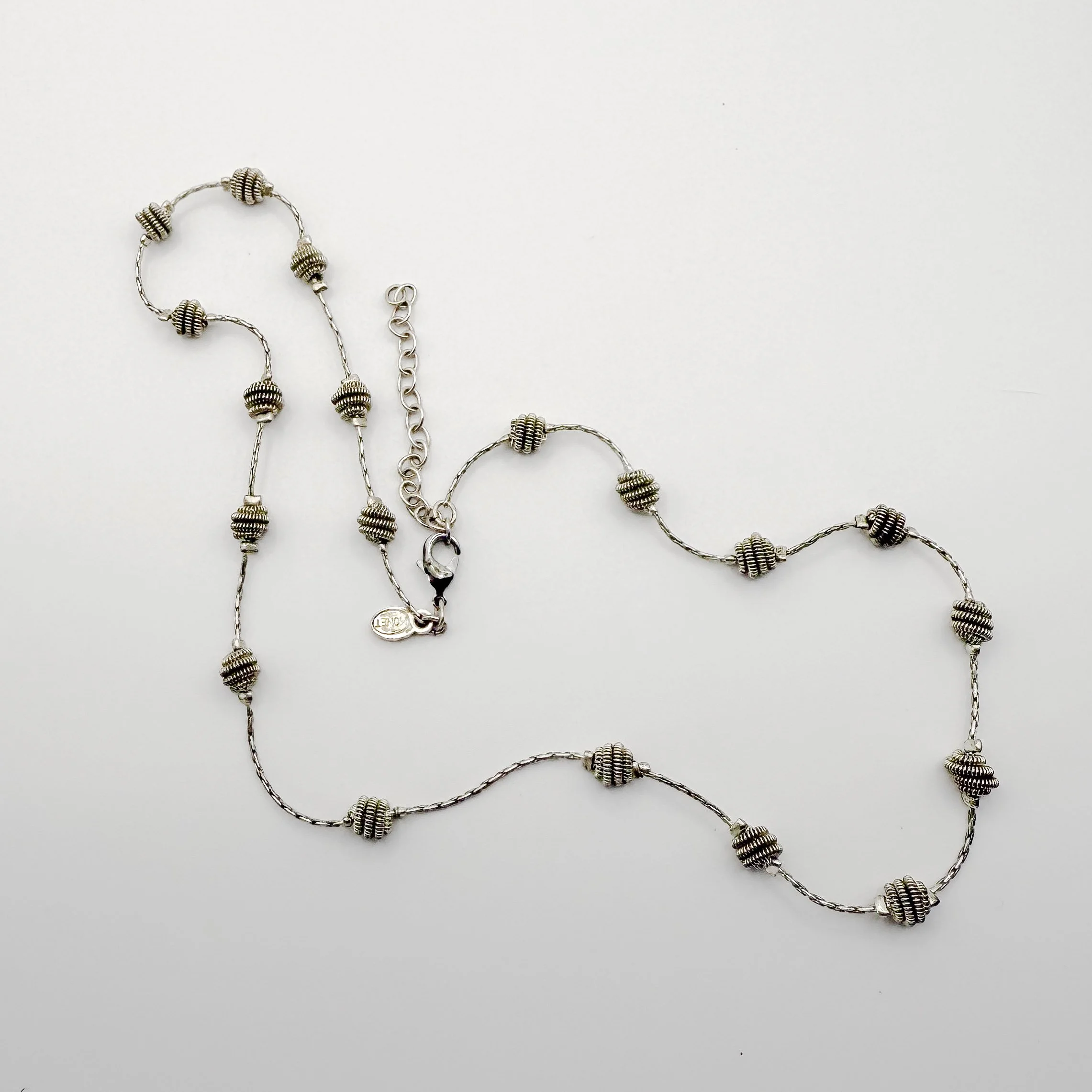 1980s Monet Silver-Tone Spiral Ball Station Necklace