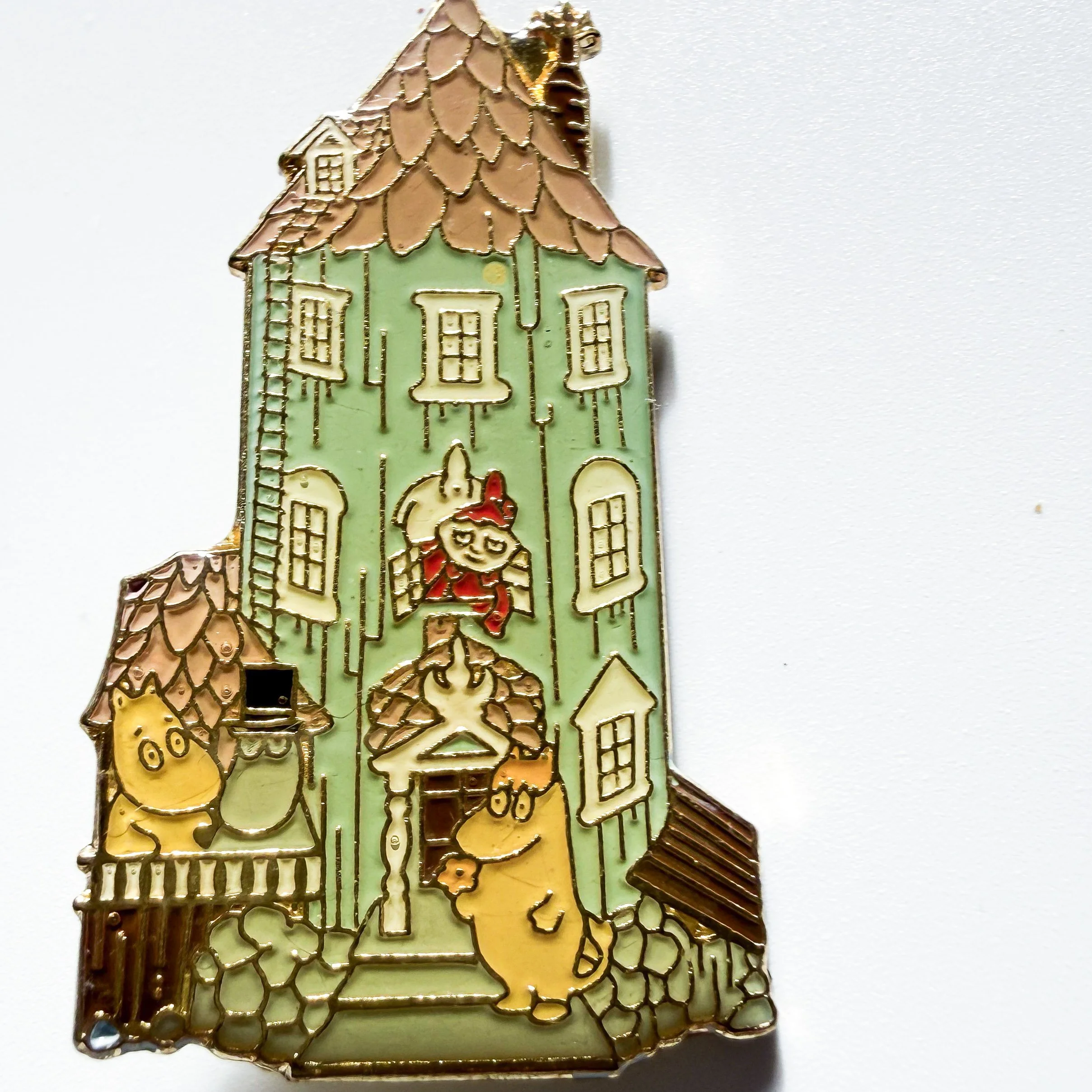 Vintage 1990s Moomin House Enamel Brooch by Ibero Oy, Finland