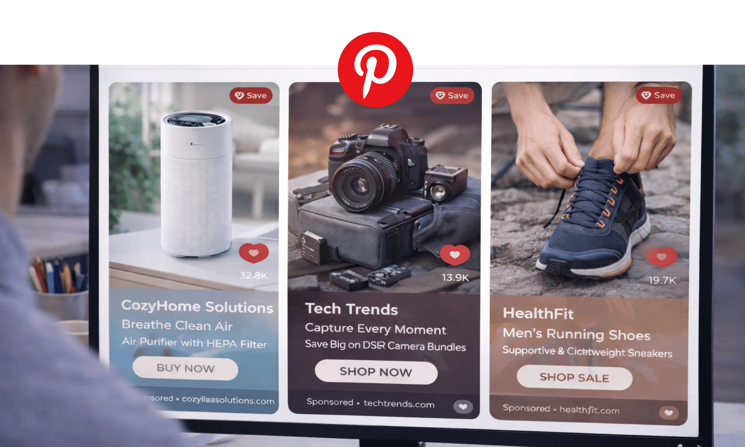 Example of Pinterest catalogue product ads showing optimised feed presentation and mobile delivery