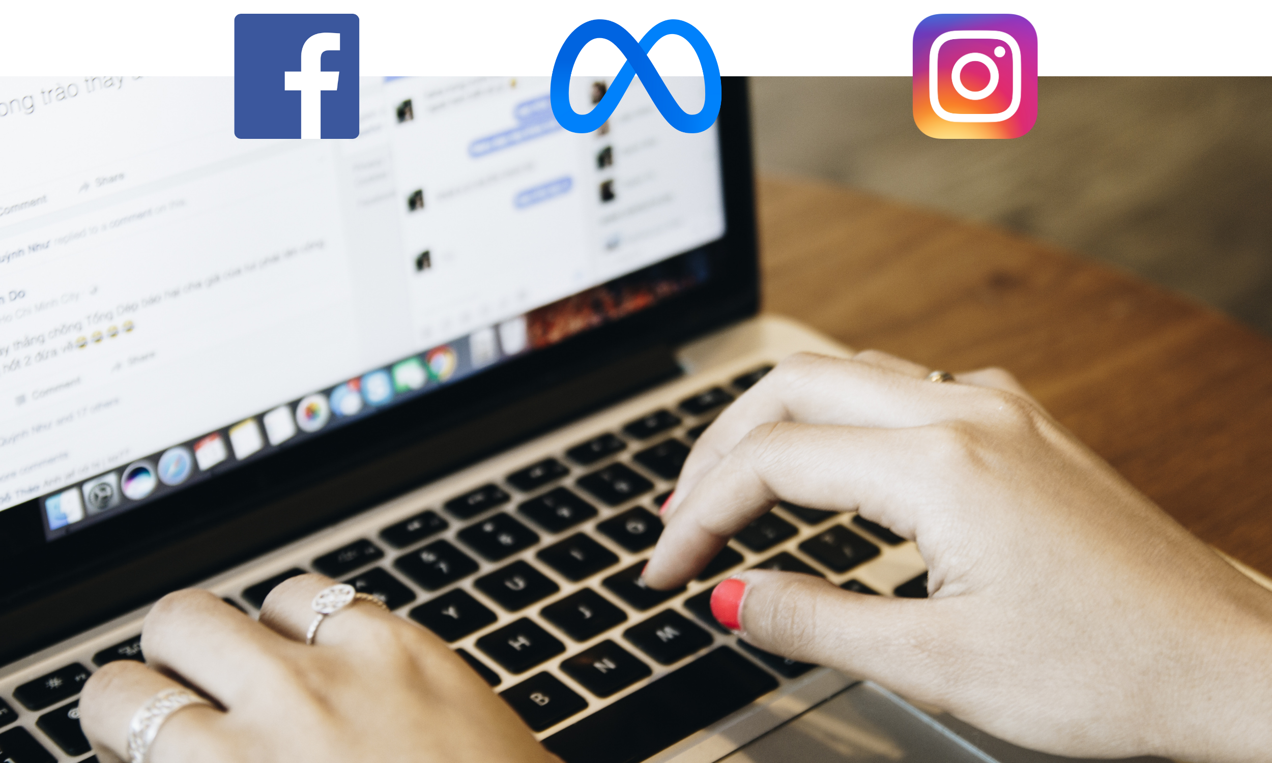 Person managing Meta social advertising workflow illustrating product feed optimisation and campaign performance setup