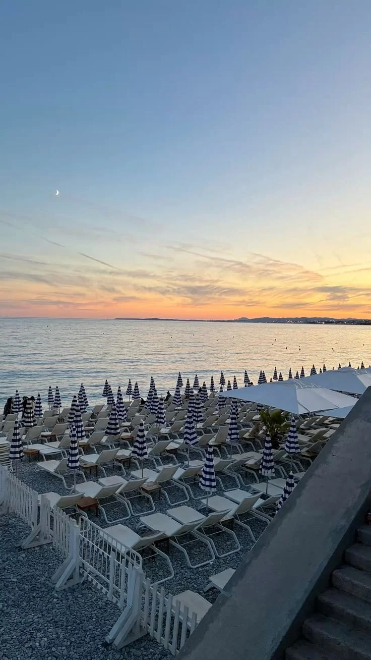 Nice, beach picnic, beach sunset in Nice