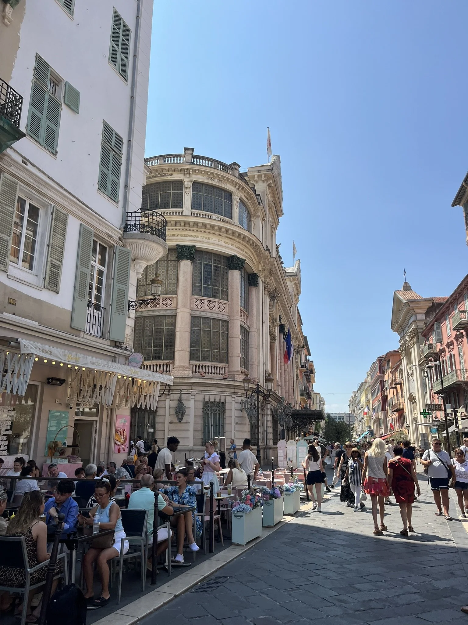 nice old town, nice architecture, café in france