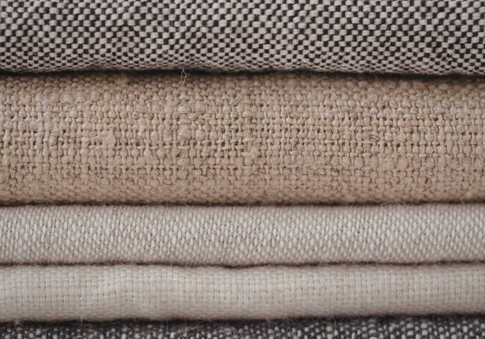 stack of organic looking fabrics