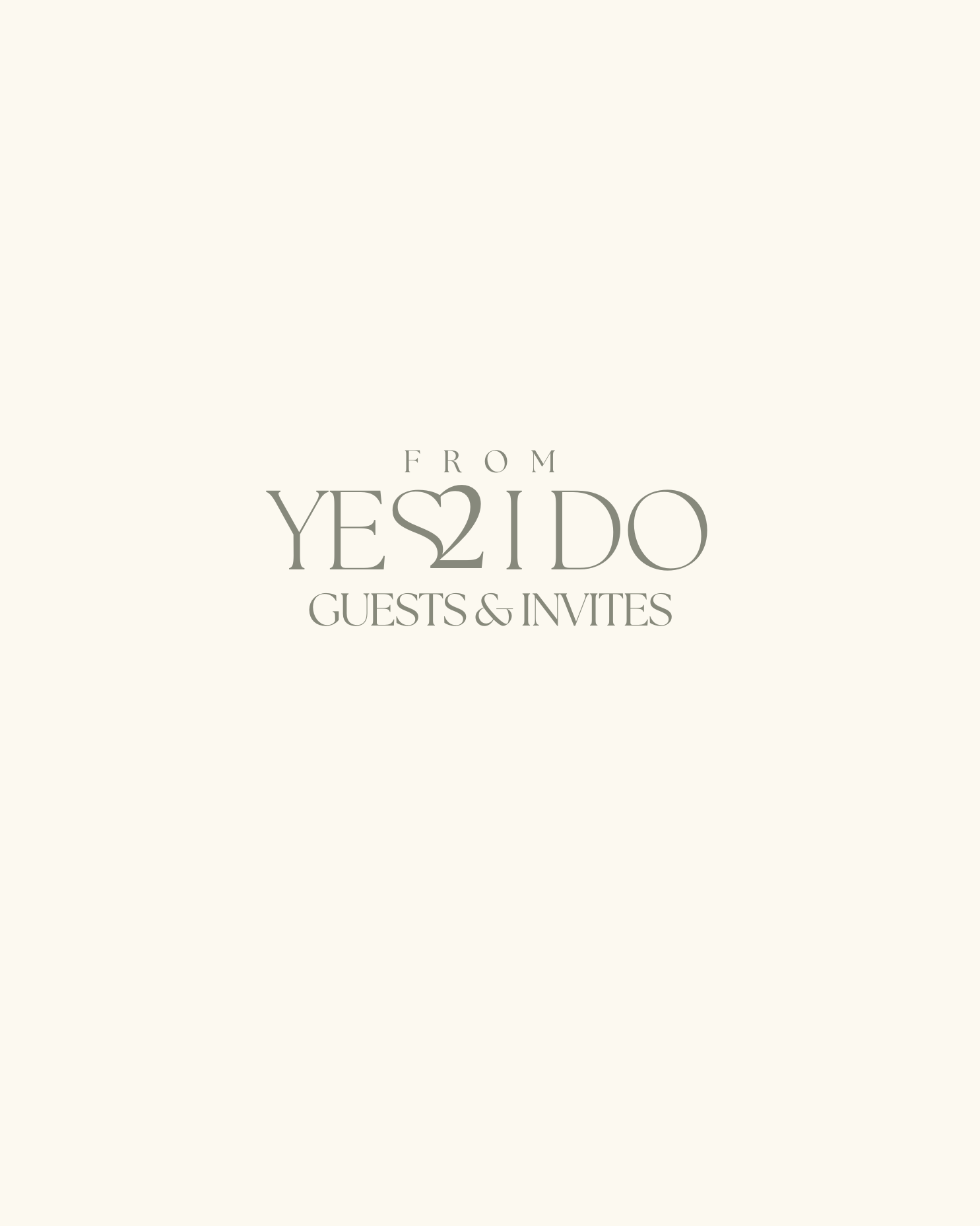 Invitation card with beige background and gray text reading 'From YES I DO GUESTS & INVITES'