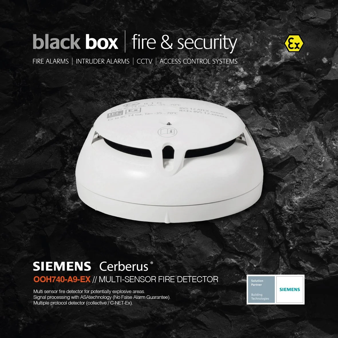 ATEX fire alarm equipment, hazardous areas, explosion proof, intrinsically safe, compex certified, industrial fire protection, ex smoke detector