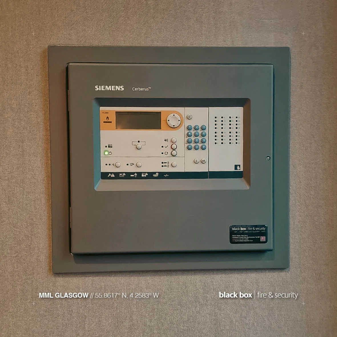 FC362-ZZ Fire control panel (2-loop) in housing (compact) and FHA3602-Z1 Semi flush mount bezel