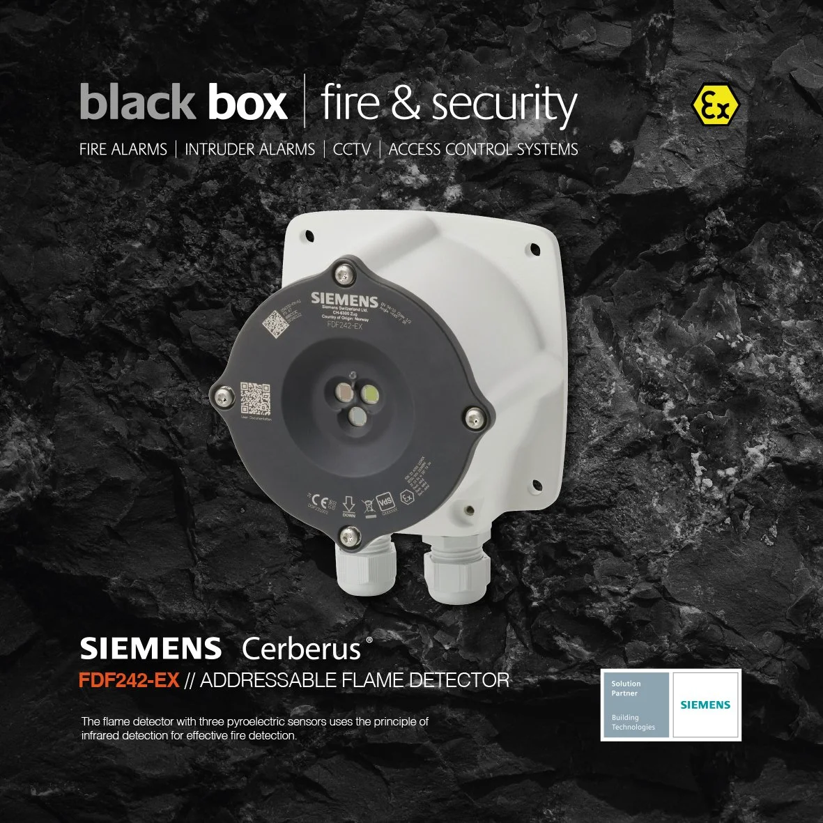 ATEX fire alarm equipment, hazardous areas, explosion proof, intrinsically safe, compex certified, industrial fire protection, ex flame detector