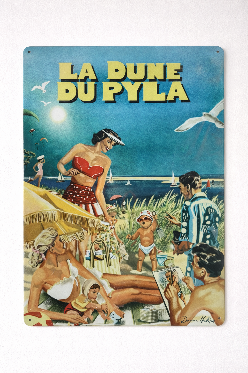PLAQUE VINTAGE 30 X 40 cm « LA DUNE DU PYLA»