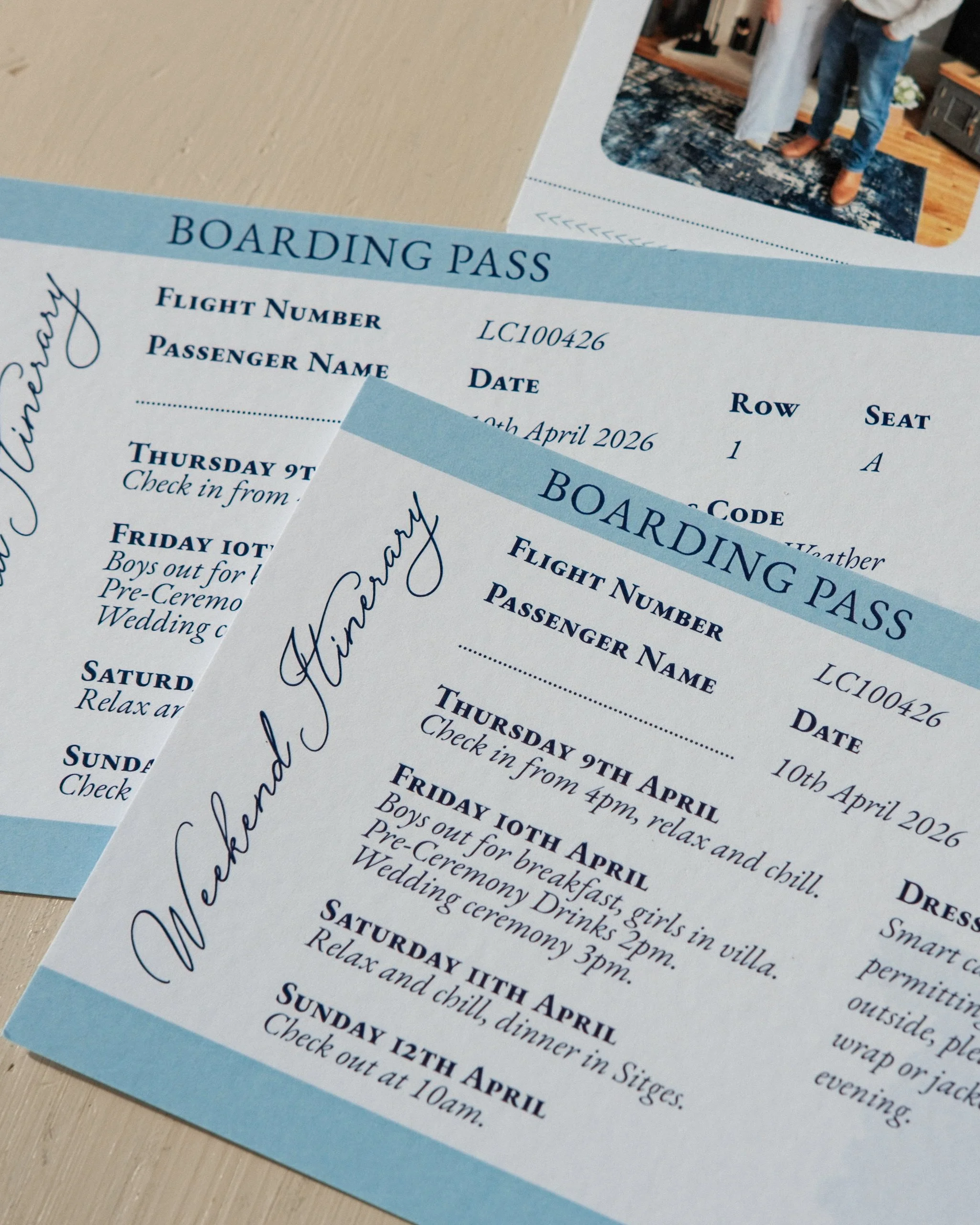 Boarding pass wedding invitations