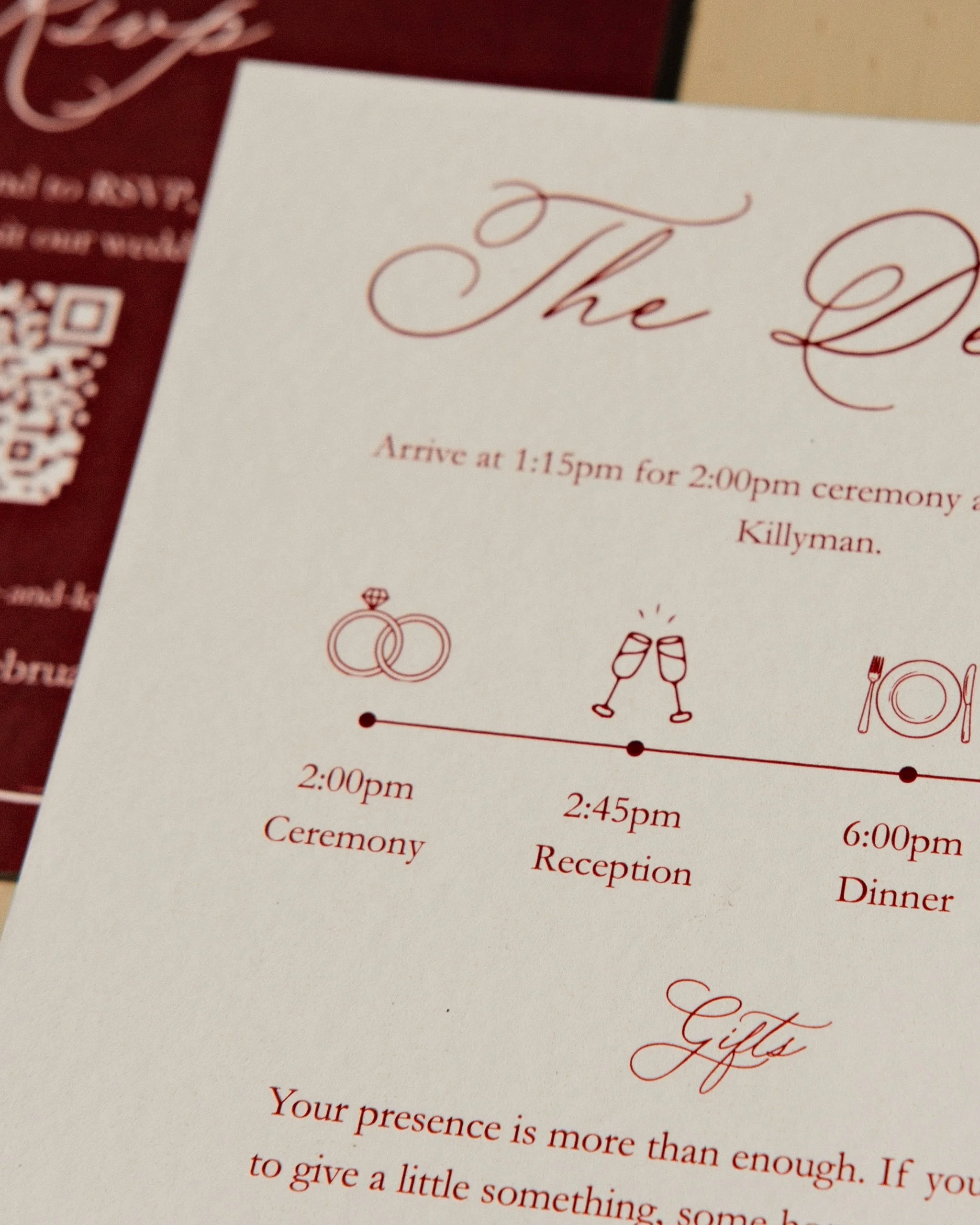Wedding details card