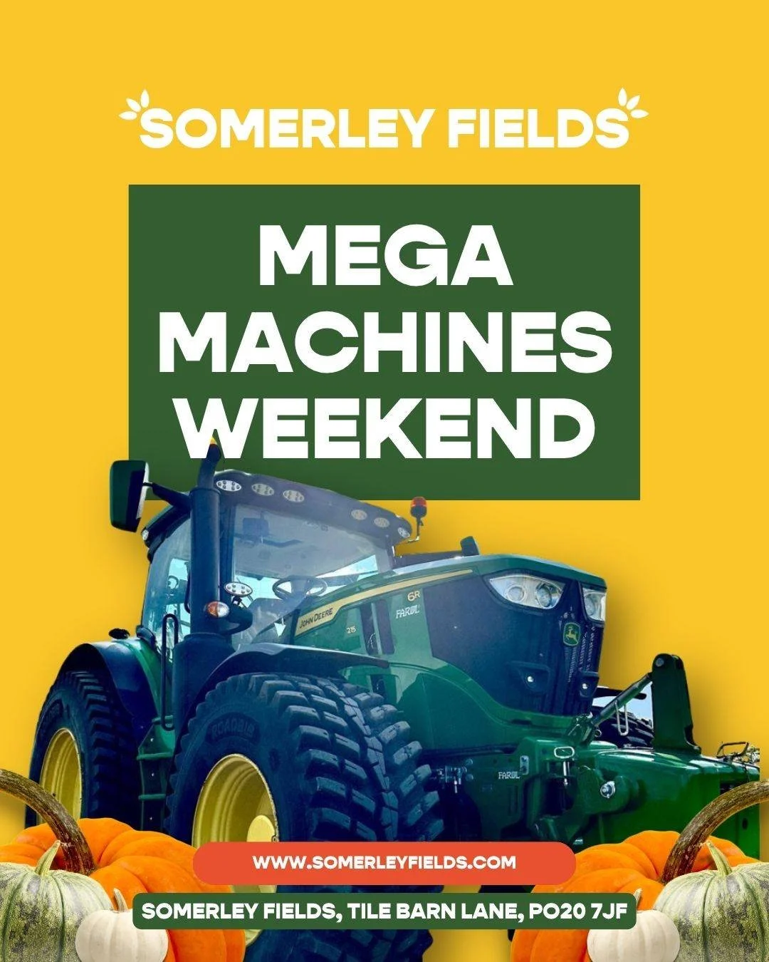 🚜 MEGA MACHINES WEEKEND IS COMING UP! ✨
Get ready - the fields are about to roar to life!
This Saturday and Sunday, Somerley Fields is packed with tractors, diggers, dumpers and farm favourites of all sizes – plus all the usual autumn fun. I