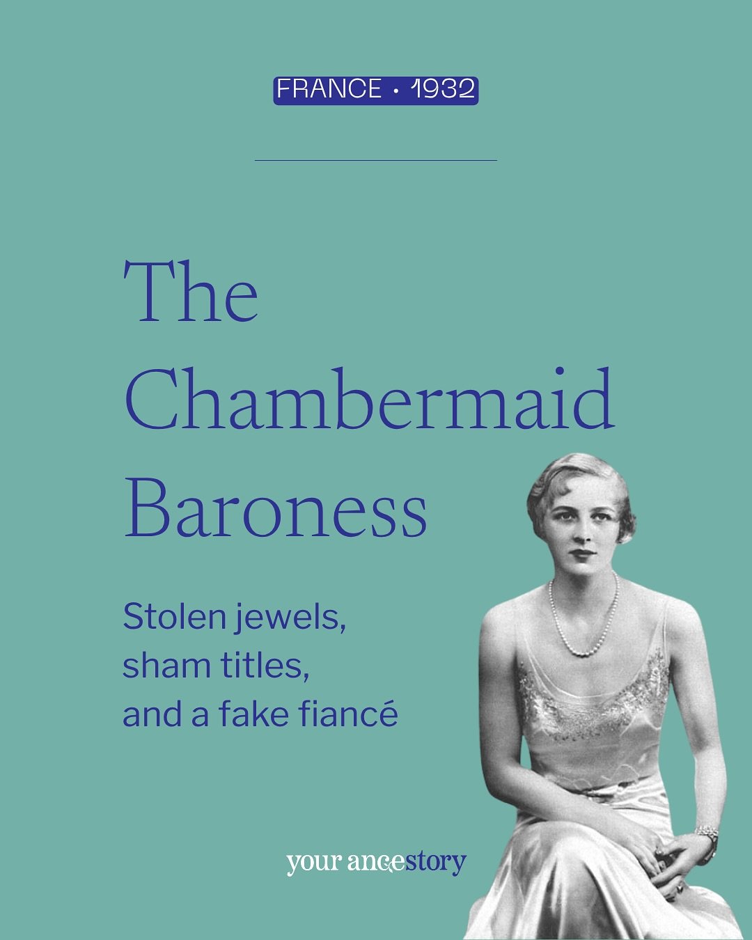 I do love a bit of historic scandal! Why not follow along if you do too?

(Photo used for illustrative purposes only sorry, there was only a tiny grainy newspaper photo of the &lsquo;Baroness&rsquo; with the story.)

#scandalous #familyhistory #histo