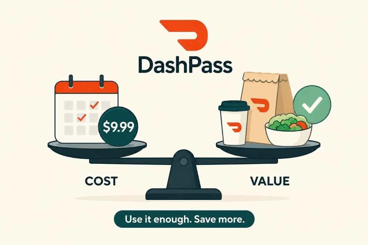 image a of a scale wrighing the option of DoorDash Dash Pass service.
