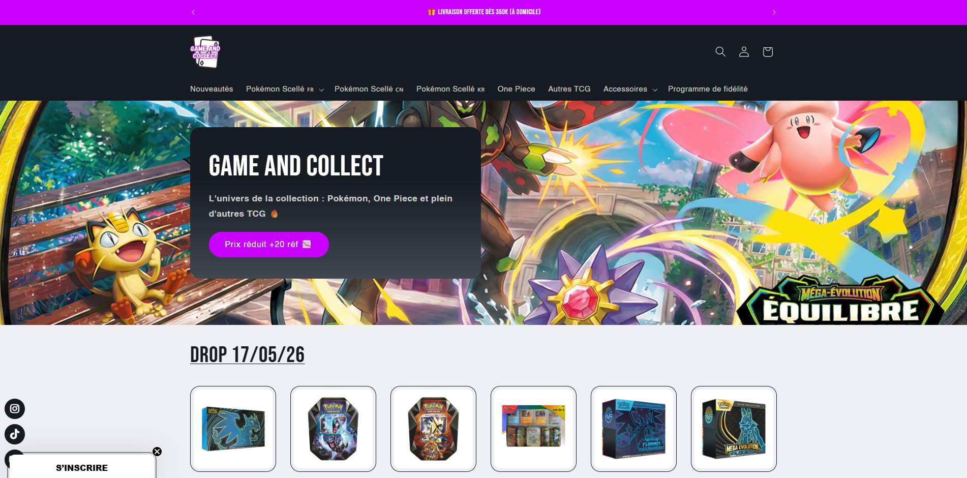 Online shop webdesign for Game and Collect