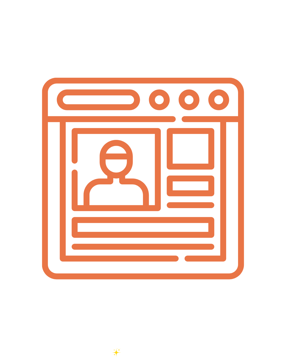 Orange icon of a user profile interface – symbol of doctor profile setup on the Altheum platform for virtual care visibility