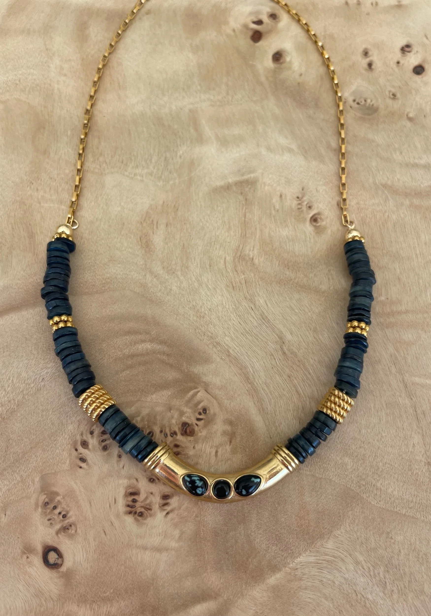 Egyptian Gold Dark Blue Necklace