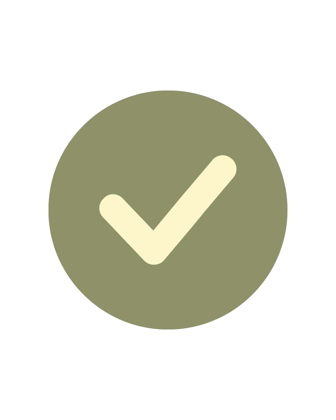 Green circle with a white checkmark inside.