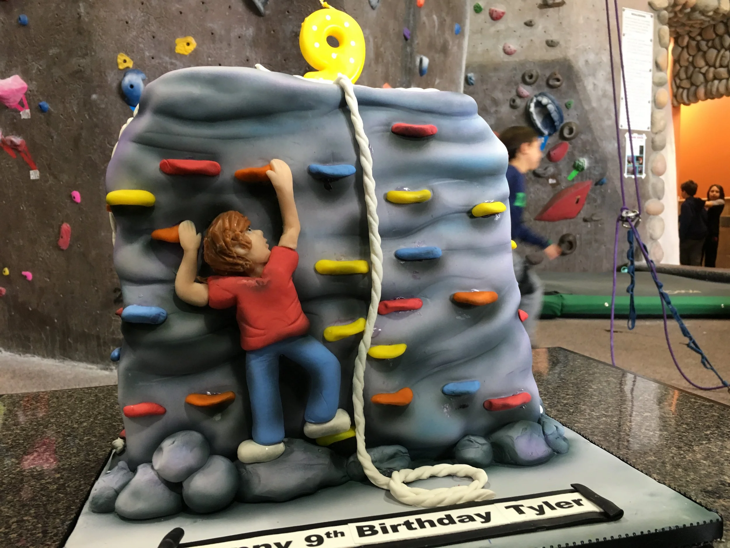 Rock Climbing themed birthday cake at Island Rock Climbing Gym - the best birthday's on Long Island