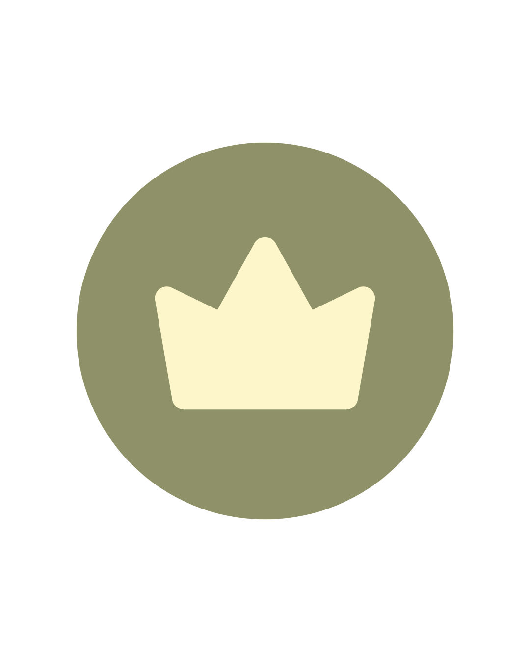 A beige crown icon centered within a green circle on a black background.