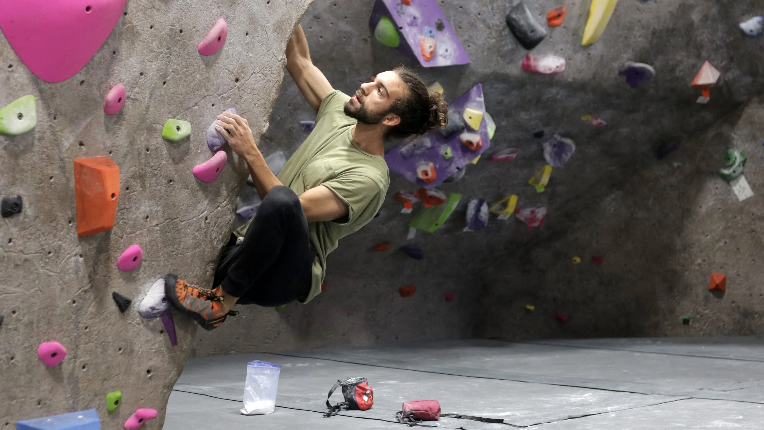 Bouldering at Island Rock climbing gym on long island, NY