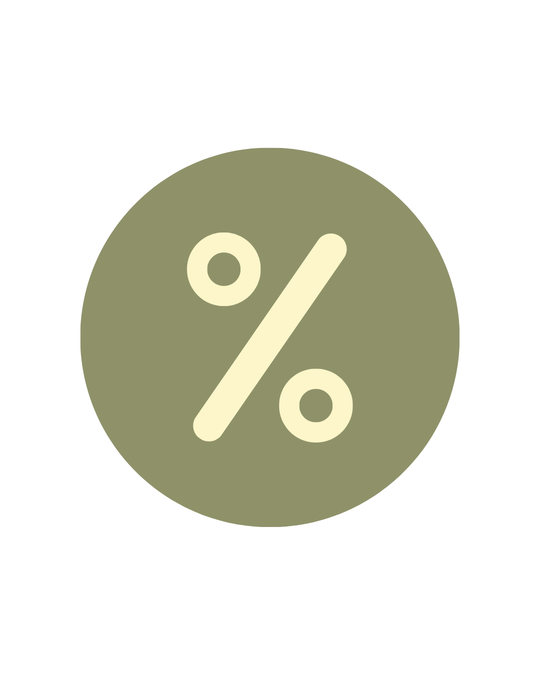 Green circle with a white percentage symbol in the center