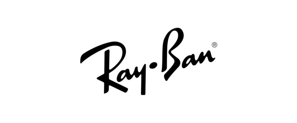 Ray-Ban logo in black script font on a white background.