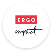 ERGO Impact logo with red text and handwritten font
