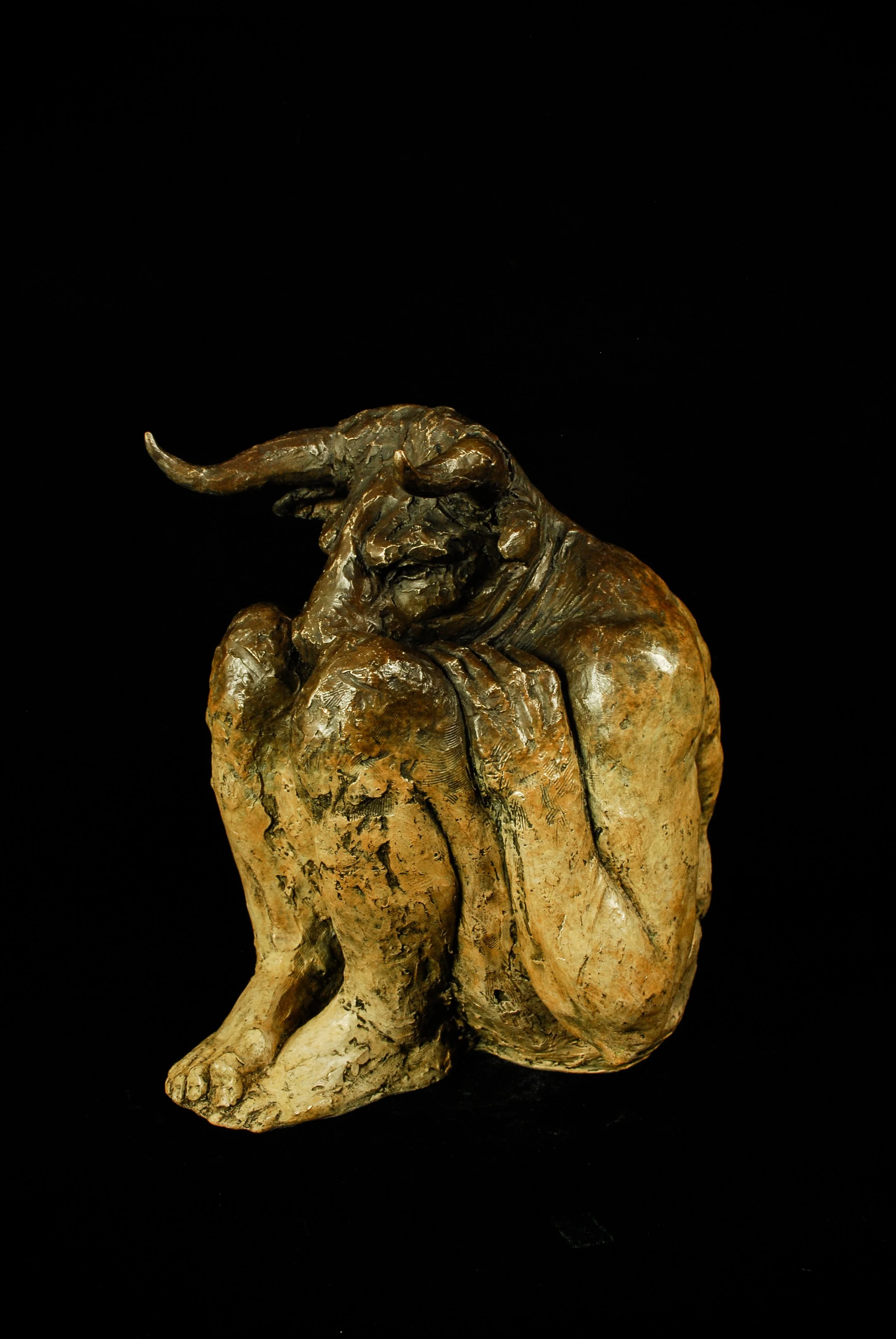 Crouching Minotaur sculpture by Eve Shepherd