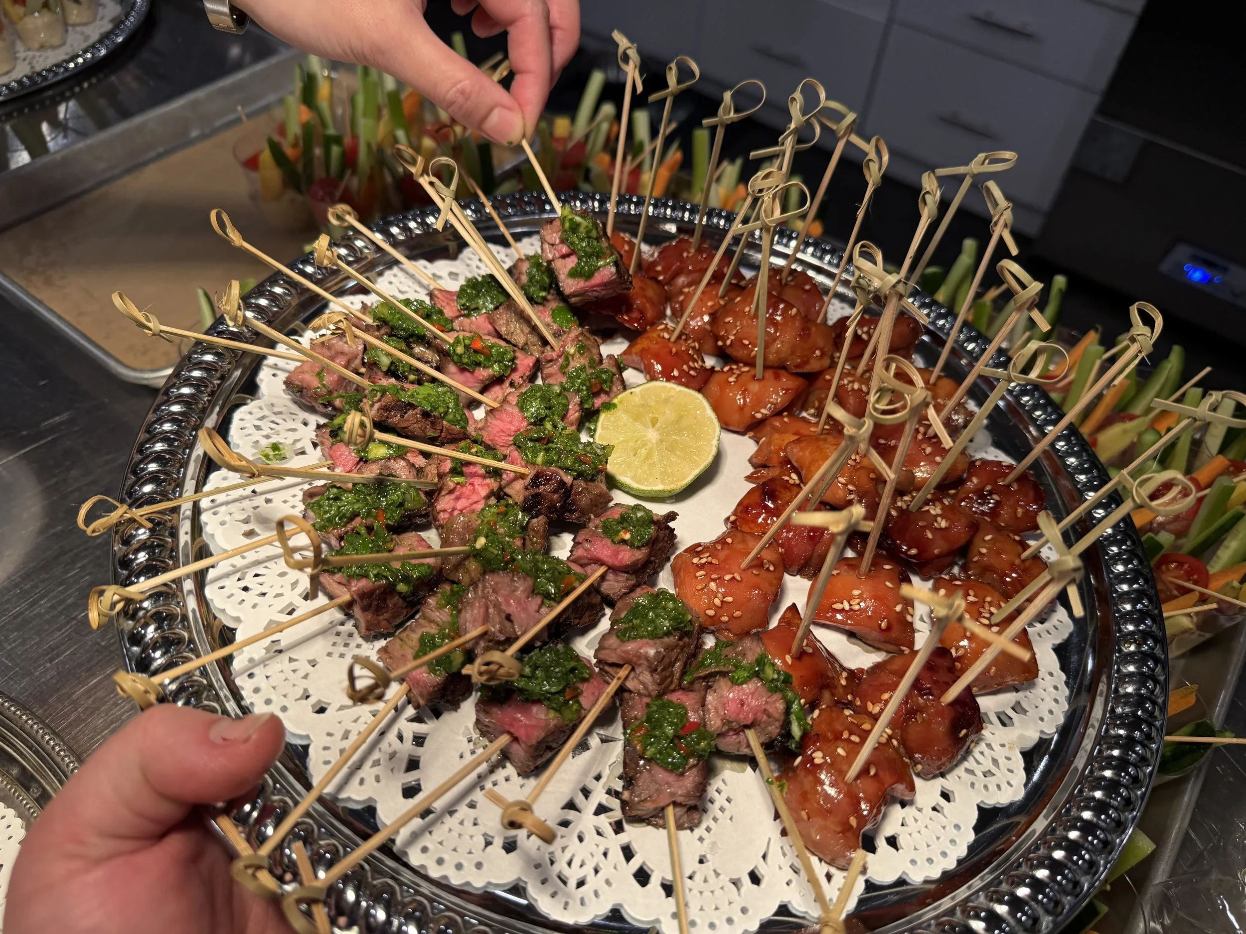 passed apps steak and chicken private dinner party Long Island City