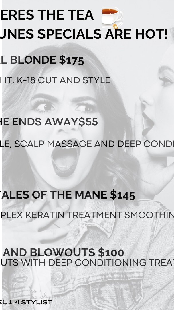 β¨ Sip sip hooray! π΅ Our "So here's the Tea" deals are simmering out, so don't miss your chance to indulge in some pampering this month! Book now at Altairsalon.com or call (772) 419-7077 to secure your spot. Let's spill the tea and make yo