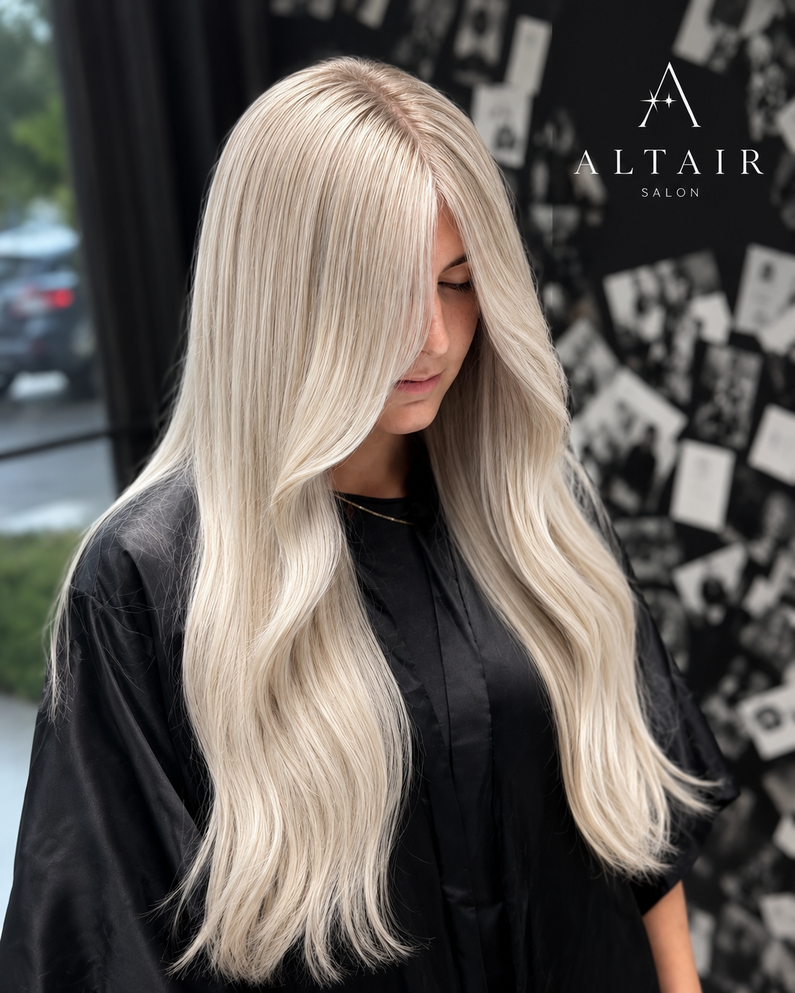 Bright dimensional blonde with long layers and a customized haircut by Altair Salon, serving Jensen Beach, FL. Expert blonde hair color, highlights and precision haircuts for healthy, polished results.