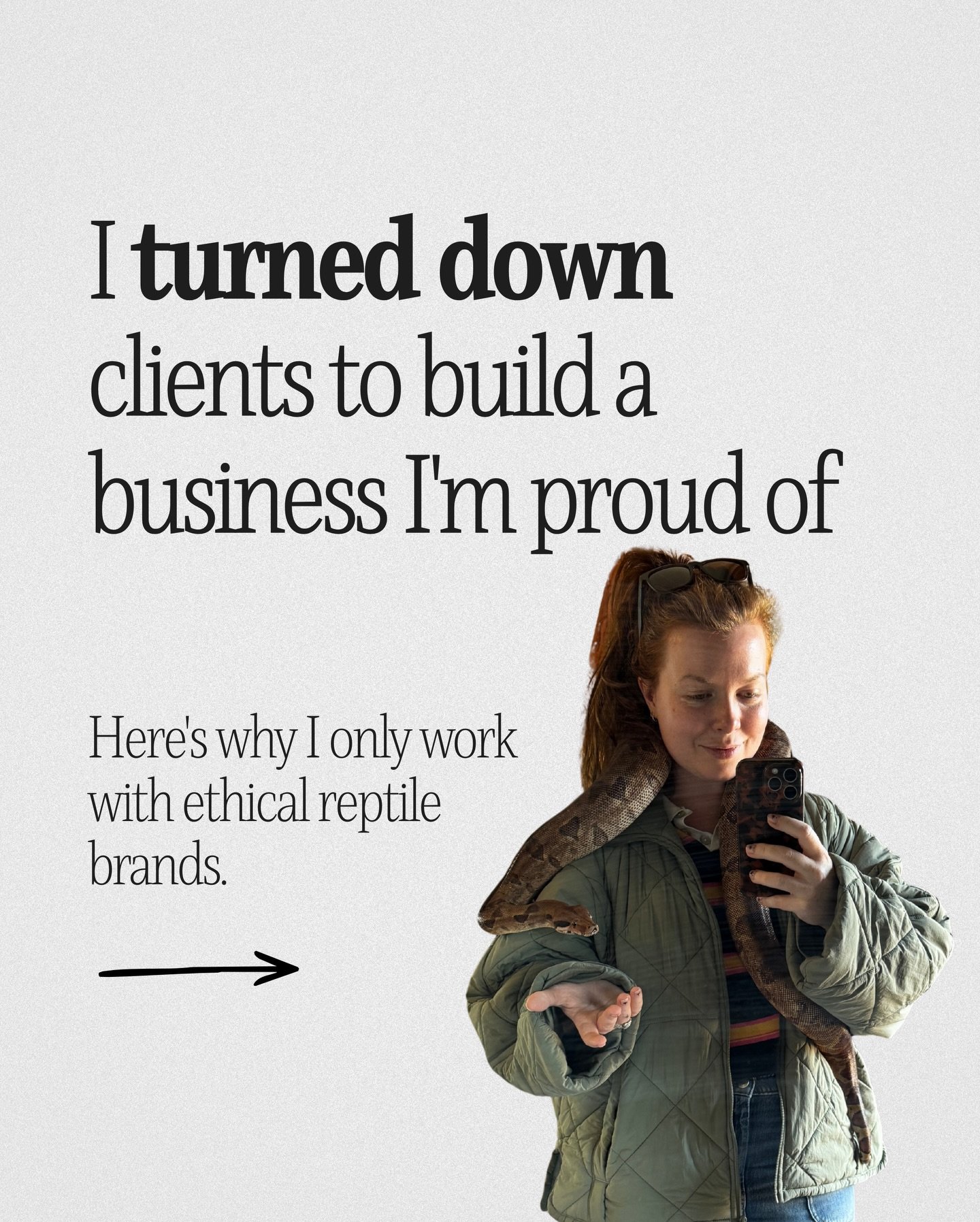 I didn&rsquo;t get into reptiles through marketing. It&rsquo;s always been the animals first. Swipe to see what that means for the brands I work with 🐍