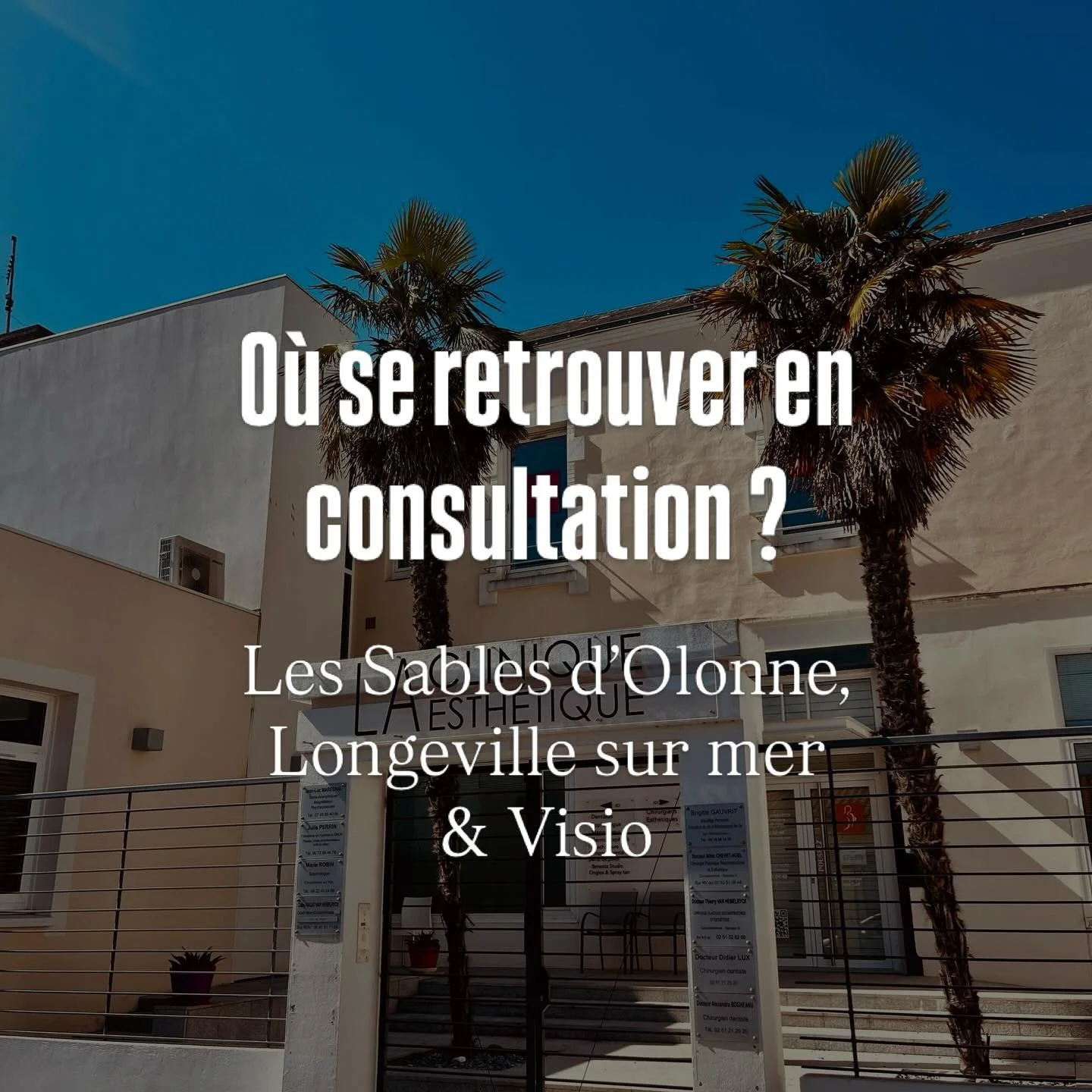 🌞 Les diff&eacute;rents lieux de consultation en naturopathie et nutrition ancestrale.

A partir de janvier 2026, retrouvez-moi dans 3 espaces distincts pour les consultations :

En pr&eacute;sentiel aux Sables d&rsquo;Olonne :
- 1 rue de la maisonn