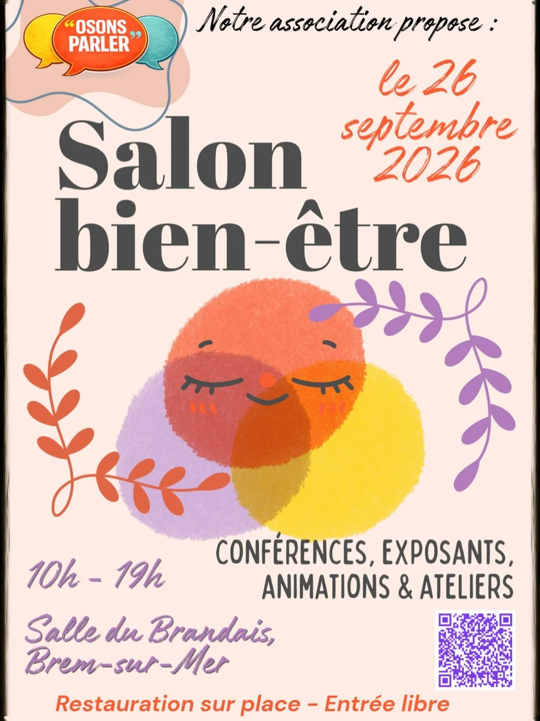 &hearts;️ Mes 2 conf&eacute;rences - Salon du Bien-&ecirc;tre - Brem sur mer

Le 26 septembre prochain, je viens vous proposer deux conf&eacute;rences, une le matin et une l&rsquo;apr&egrave;s-midi, sur ces th&egrave;mes qui me tiennent &agrave; coeu
