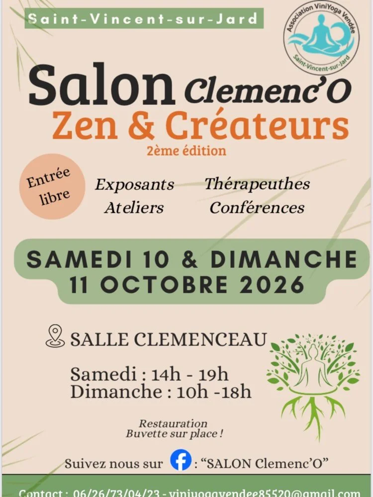 &hearts;️ 2 conf&eacute;rences - Salon du bien &ecirc;tre de Saint Vincent sur Jard

Pour ceux qui ont loup&eacute; mes conf&eacute;rences lors du Salon Bien-&ecirc;tre de Brem s/mer fin septembre ou pour les nouveaux curieux et int&eacute;r&eacute;s