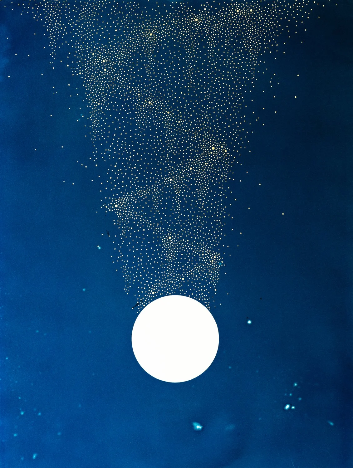 Shedding Old Forms
20" x  16" 
Gold ink over cyanotype painting on watercolor paper